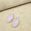 Pink Chalcedony Gemstone Handmade 925 Solid Sterling Silver Jewelry Dazzling Earrings Gift For Her