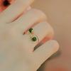 Women Ring Adjustable Opening Green Ball Design Finger Ring Retro Open Wrap Finger Band Jewelry Gift