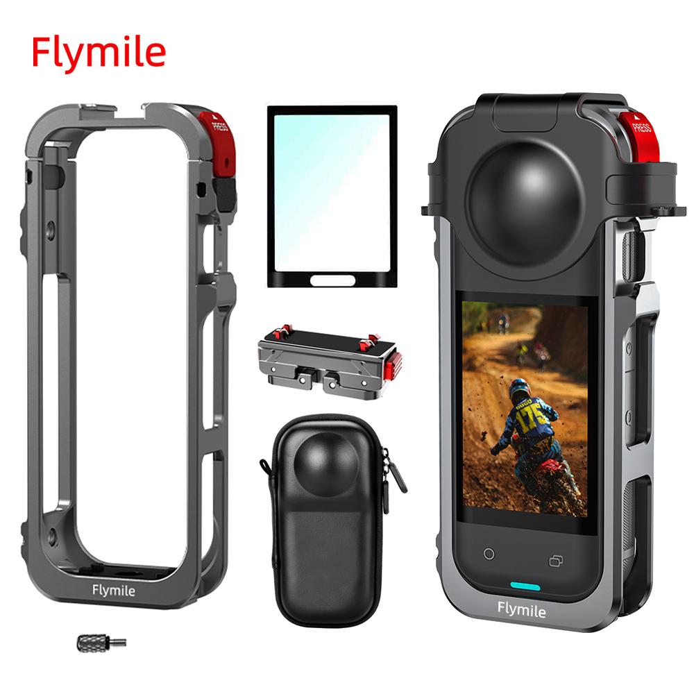 Flymile X5 Клетка Металлический Защитный Кейс для Insta360 X5 Аксессуары Камера Алюминиевый Сплав Каркас Клетка с Силиконовой Крышкой для Объектива
