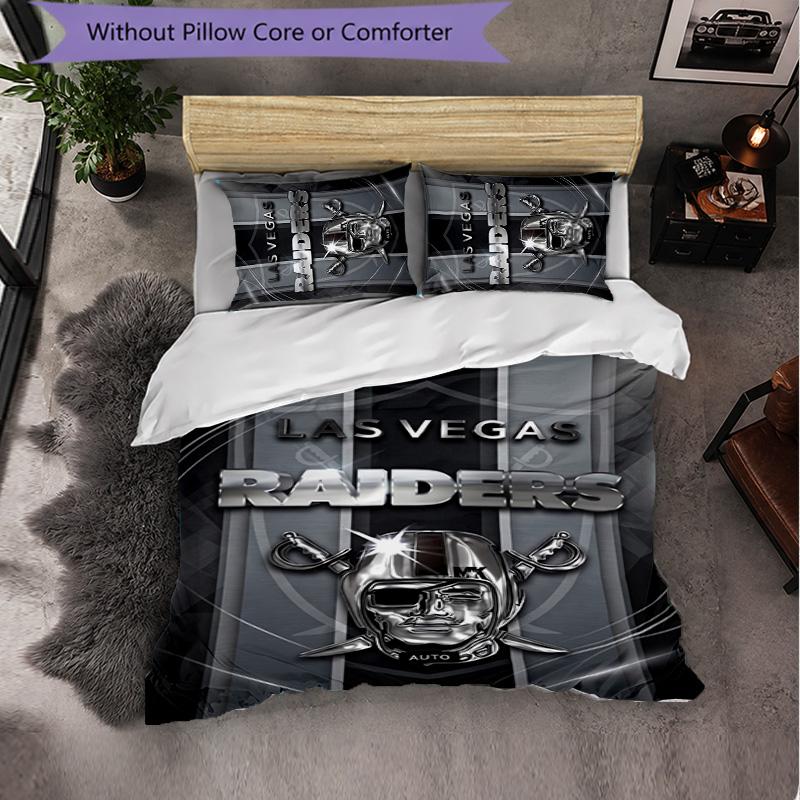 Las Vegas Raiders Pattern Microfiber 3Pcs Bedding Set Decor Duvet Cover Set For Bedroom Home Use