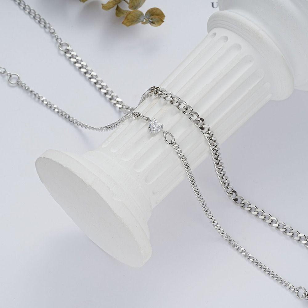 Stainless Steel Crystal Heart Chain Ins Stainless Steel Couple Bracelet Couple Bracelet Couple