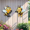 2Pcs Sun Resistant Garden Bee Hanging Plaque 2D Flat Outdoor Bee Art Hanging  Courtyard Outdoor