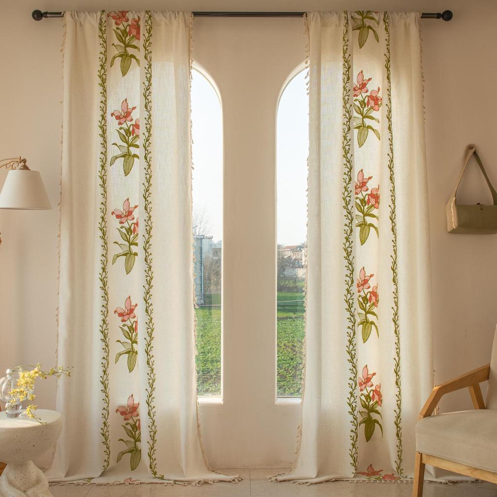 European Classical Floral Blackout Sheer Curtains for Balcony, Living Room, Bedroom, Bay Window