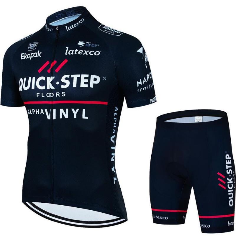 Quick Step Team Cycling Jersey Bib Shorts Set Men Women Breathable Ride Wear