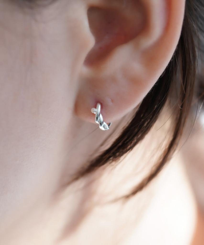 Серебряные серьги-кольца Alleun 925 Скрученные Мини One-Touch
