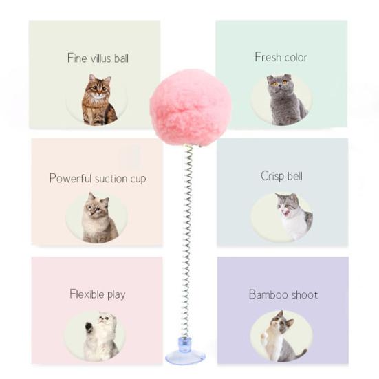 Пружинная приманка для кошек с плюшевым шариком на присоске, нижняя палочка, игрушечная палочка для кошек с