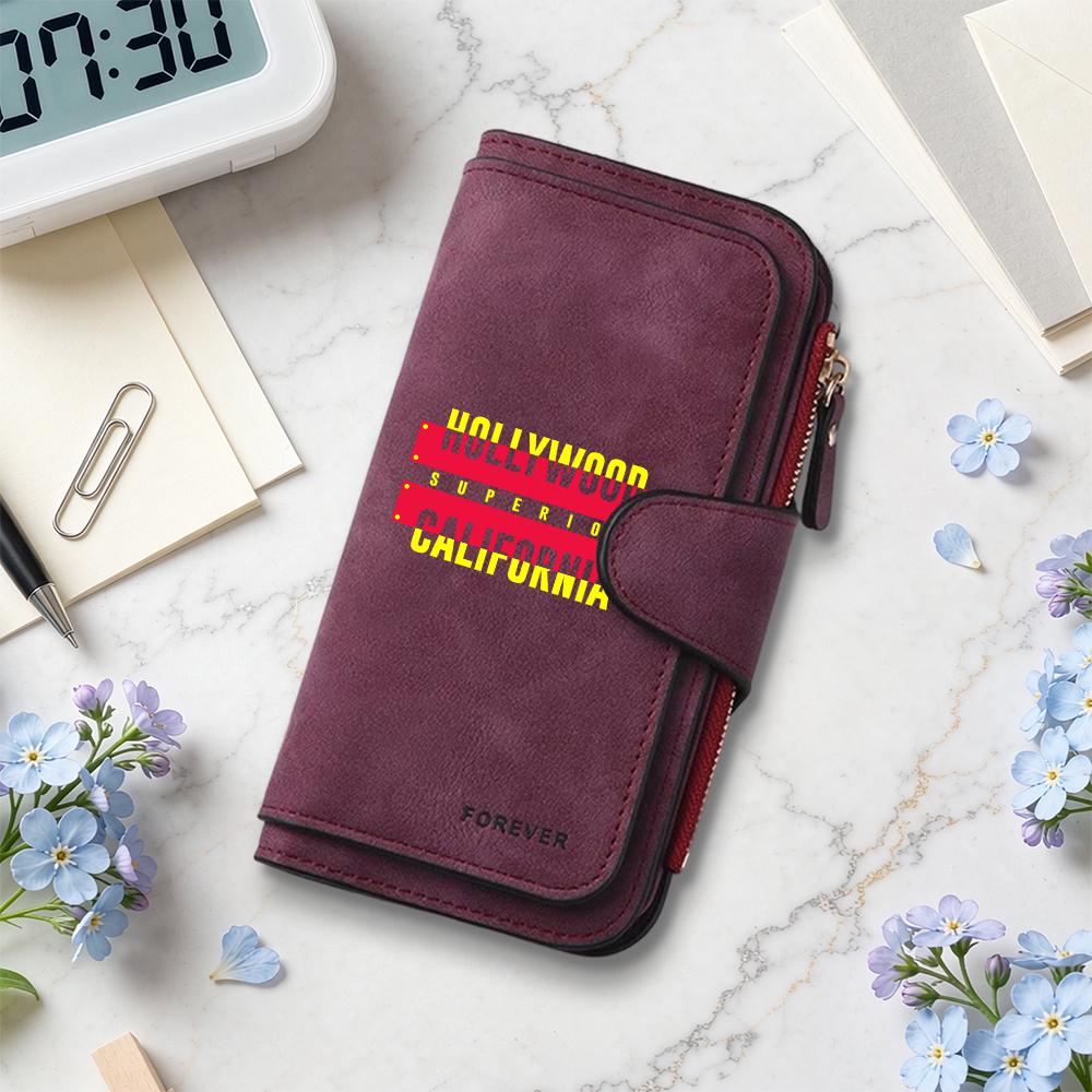 Vintage Long Wallet with Fashion Print Large Capacity Multi Card Holder for Daily Use