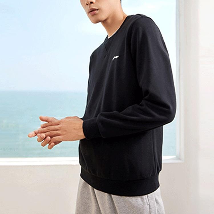 Свитшоты тренировочной серии Li Ning Мужские Черные С круглым вырезом Утепленные Обычные AWDRF59-4