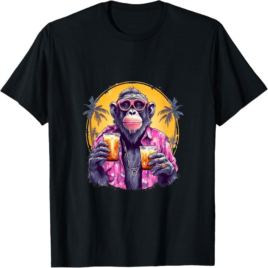 Unisex T-shirt Monkey Drinking Beer Funny Beer Drinker Drunk Gorilla Ape T-Shirt