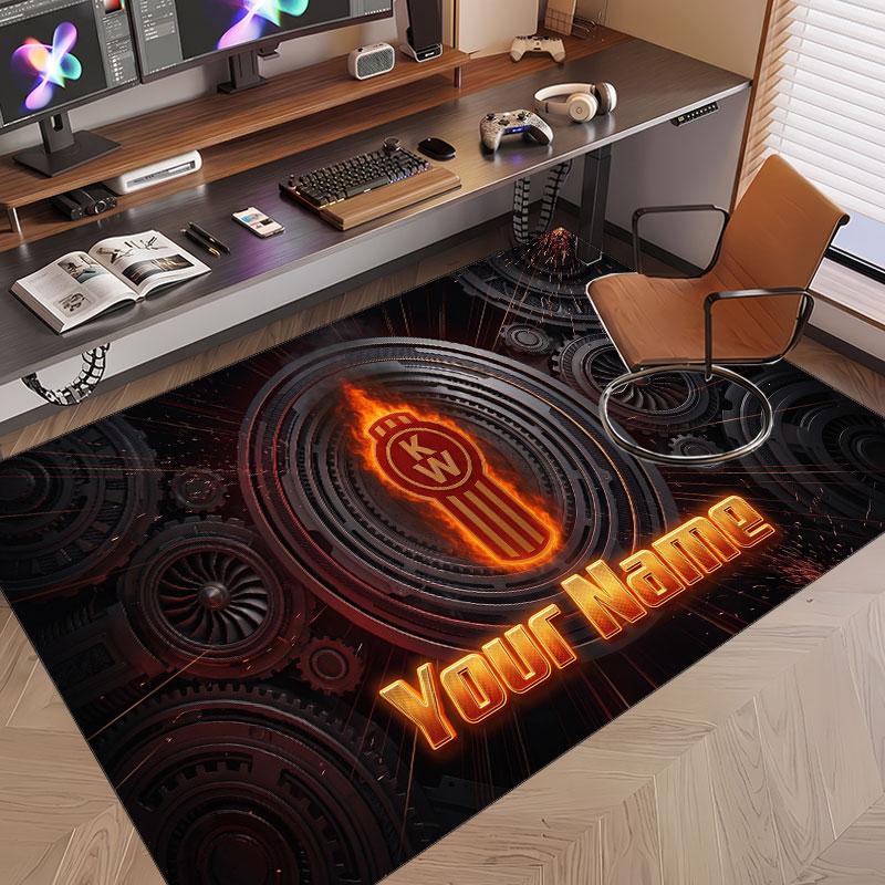 Custom Rug Kenworth Pattern Print Name Text Soft Non‑Slip Floor Carpet for Home Indoor Decoration