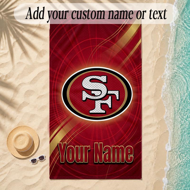 Beach TowelSan Francisco 49ers Custom Name Text Personalized Soft Towel for Beach Pool Indoor Home Decor Gift