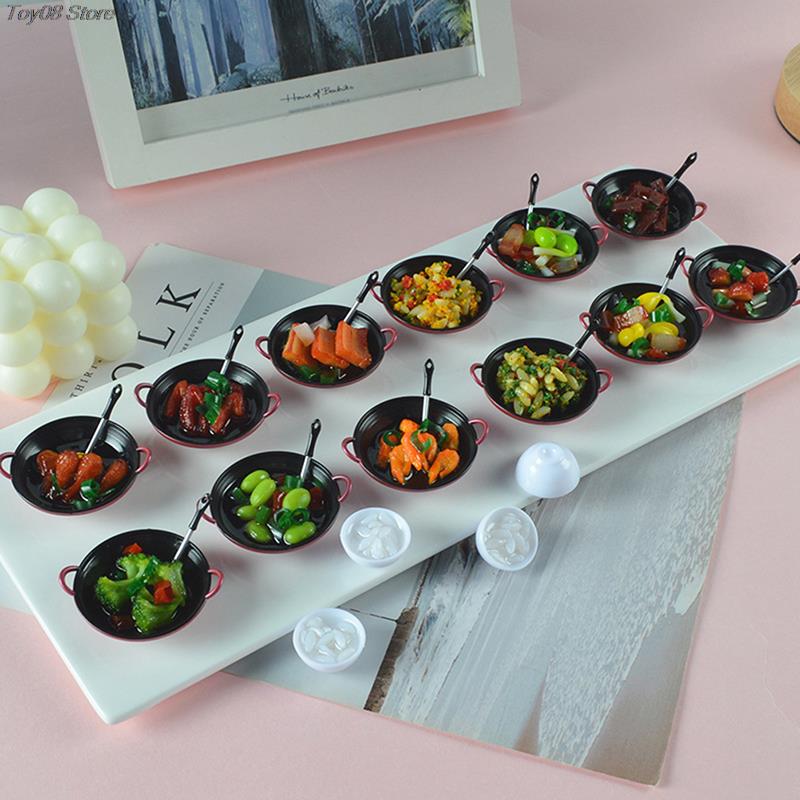 1 шт. Кукольный домик Миниатюрные DIY Аксессуары Мини Металлическая Кастрюля с Симуляцией Еды Кухонная Утварь Модель Украшение для Кукольного Домика