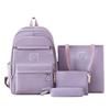 New Schoolbag Simple Solid Color Backpack for Girls Campus Students Four Piece Schoolbag Fashionable Travel Backpack