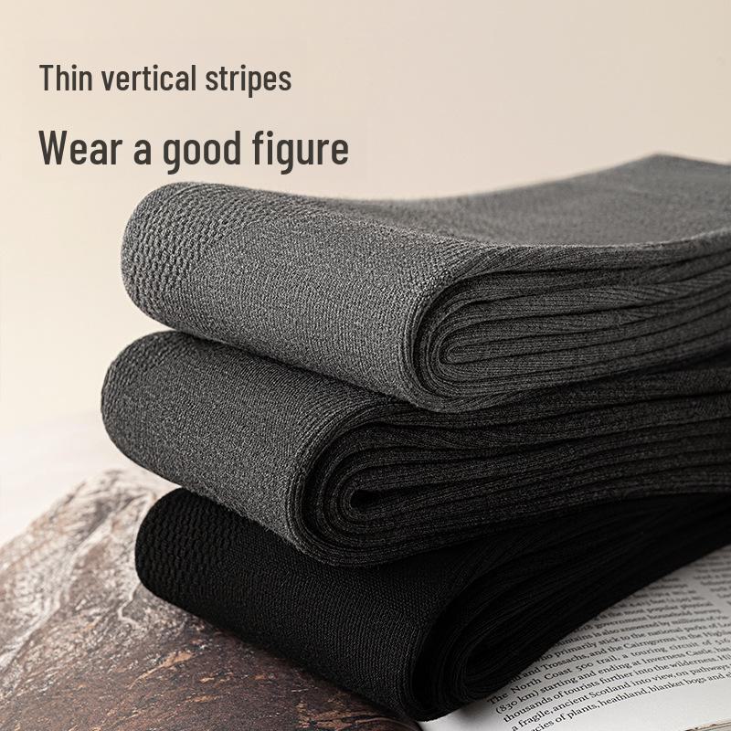 High-Waisted Gray Leggings with Velvet Lining for Spring & Autumn - Women's Belly-Tightening Pants with Non-Slip Design