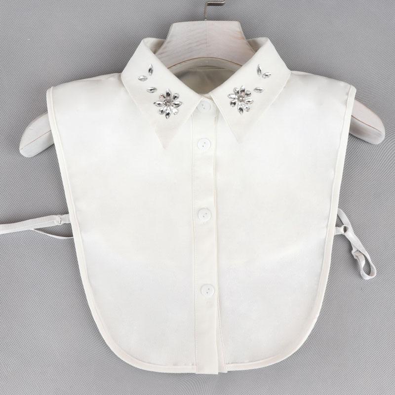Pearl Detachable Collar Women Crystal Diamond Chiffon Shirt False Fake Collar Women Removable Peto Mujer Chemisier Faux Cols Tie