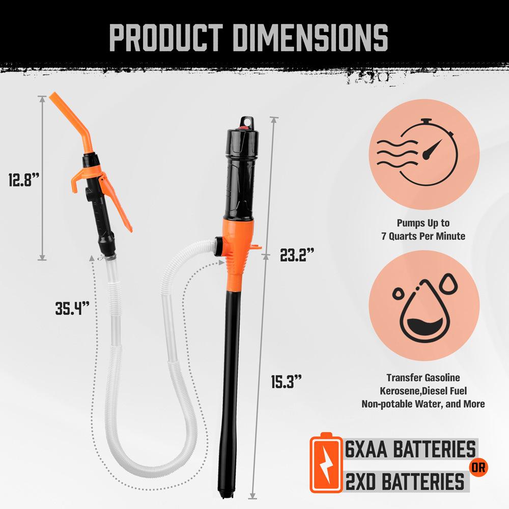 Portable Battery Powered Transfer Pump Motorcycle Car Gas Oil Pump With Flow Control Nozzle Liquid  Gasoline Pump Filter Design