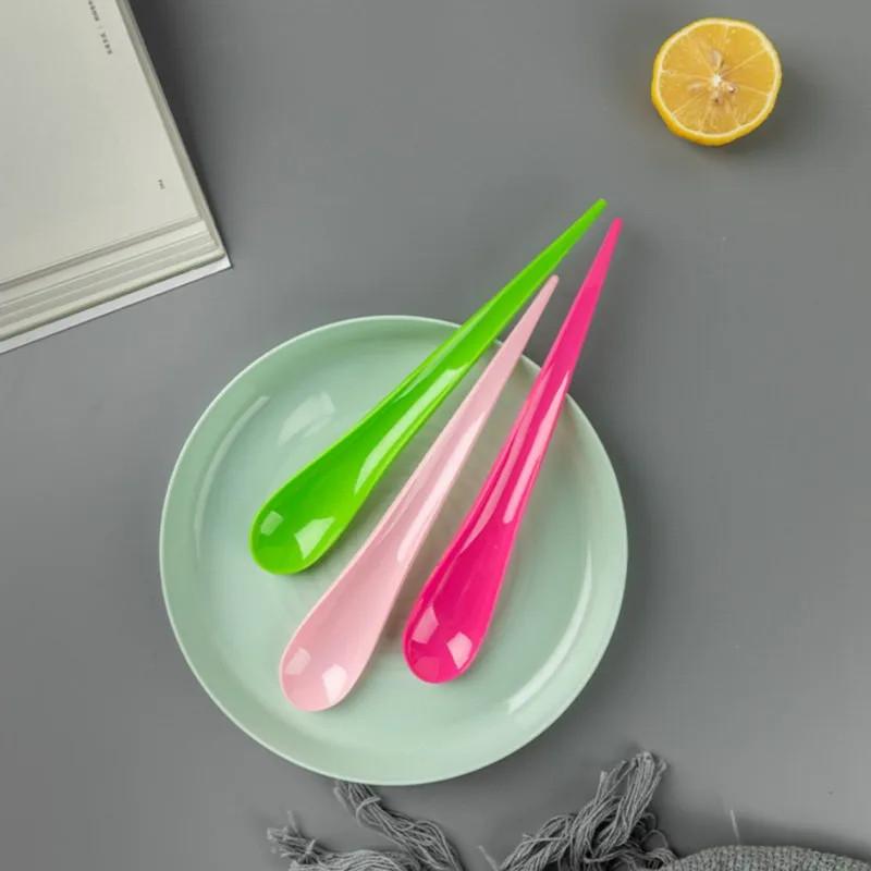 100pcs/pack Disposable Big Spoon for Ice Cream  Dessert Milkshake Cake Yogurt Drop Shape Spoon