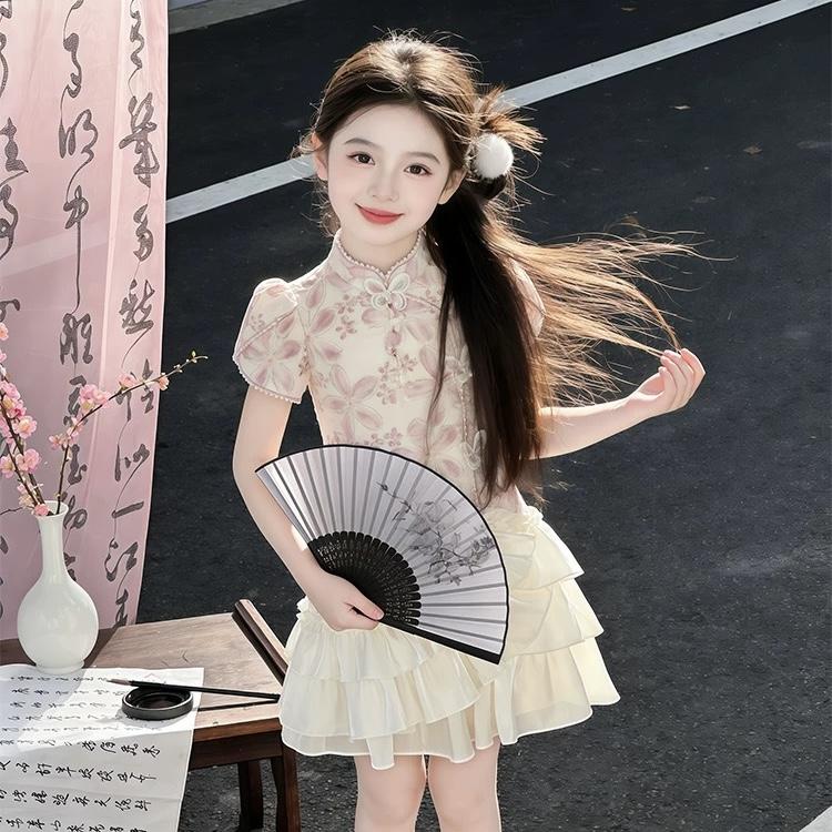 Girls' Cheongsam Dress Summer Dress