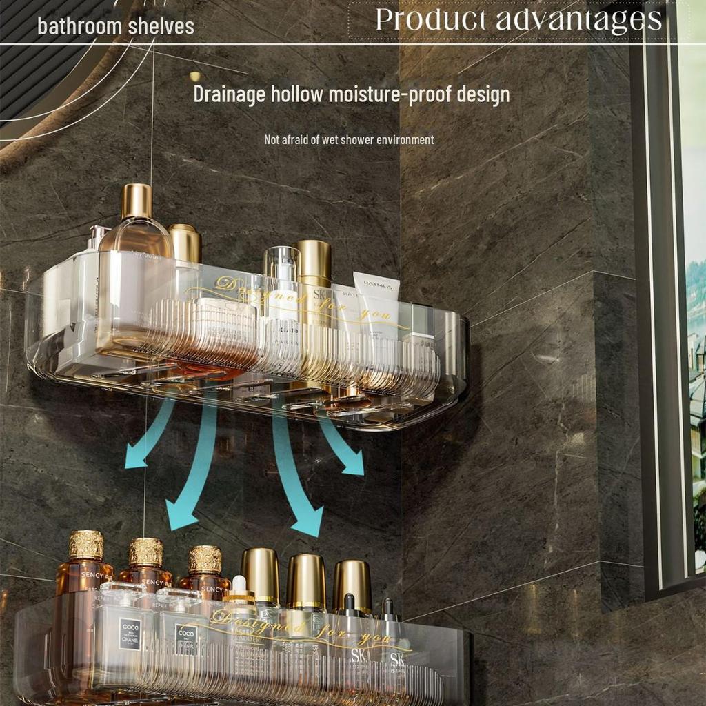 Настенная полка для ванной комнаты без отверстий для хранения туалетных принадлежностей и косметики