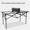 Folding Camping Table Black Spacious Storage Basket 47.24in Carbon Steel Portable Roll Up Outdoor Table for Backyard BBQ Party