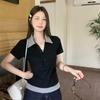Женская футболка-поло в американском стиле, имитирующая две части