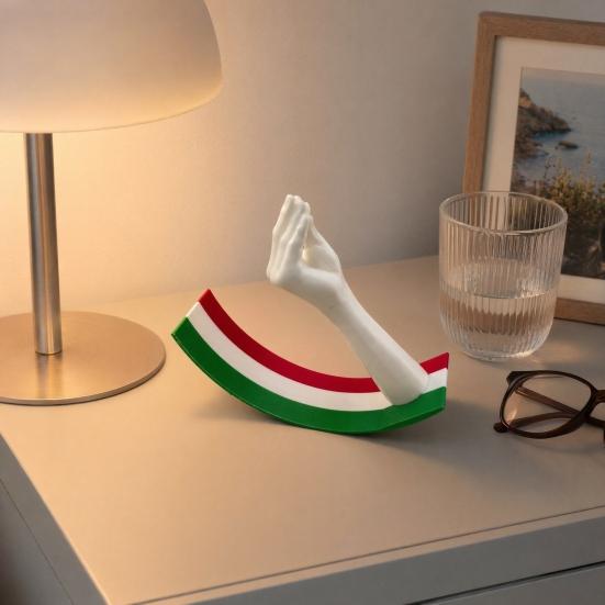 Interactive Table Ornaments 3D Printed Gesture Figurine Ornament with Three-color Striped Base, Funny Nodding Artistic Sculpture Shake Toy for