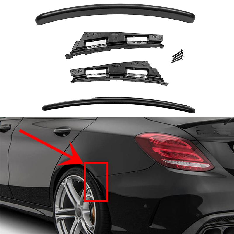 For Mercedes W205 C180 C200 C250 C300 C400 C43 C63 AMG 2015-2021 Rear Bumper Cover Trim Fender Flare Extension Wheel Eyebrow Lip