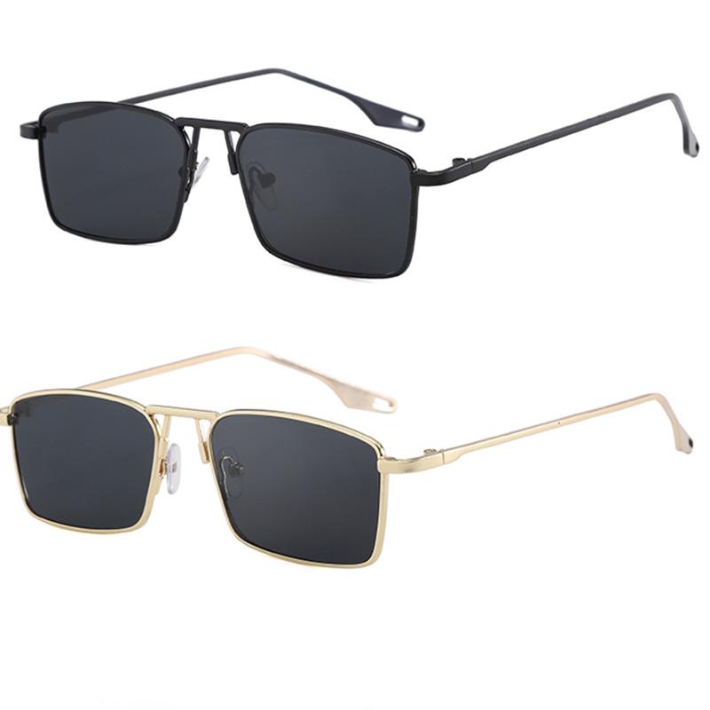 2PCS High Quality Square Metal Sunglasses Women Men Exquisite Fashion Luxury Sun Glasses Beach Travel Male Female Glasses UV400