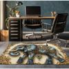 Luxury elephant with blue gems gold frame plush carpet ornate design royal style living room rug exotic animal art home decor