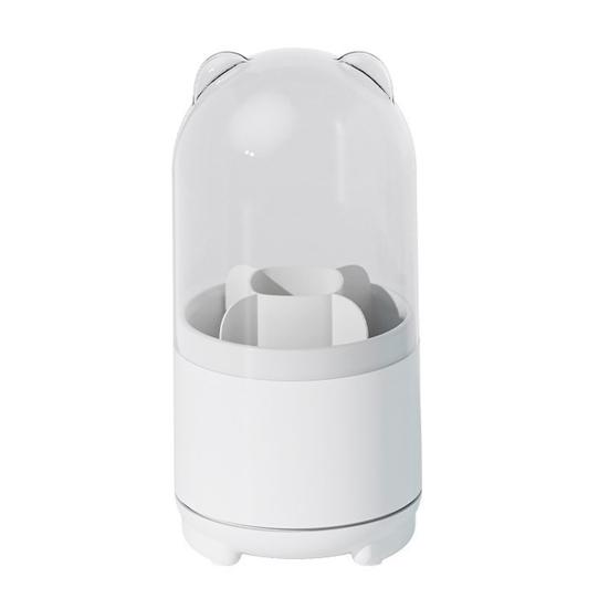 Подставка для кистей для макияжа с прозрачной крышкой, вращающийся на 360 градусов органайзер для косметики, пылезащитный органайзер для ручек для макияжа для туалетного столика, ванной комнаты, рабочего стола