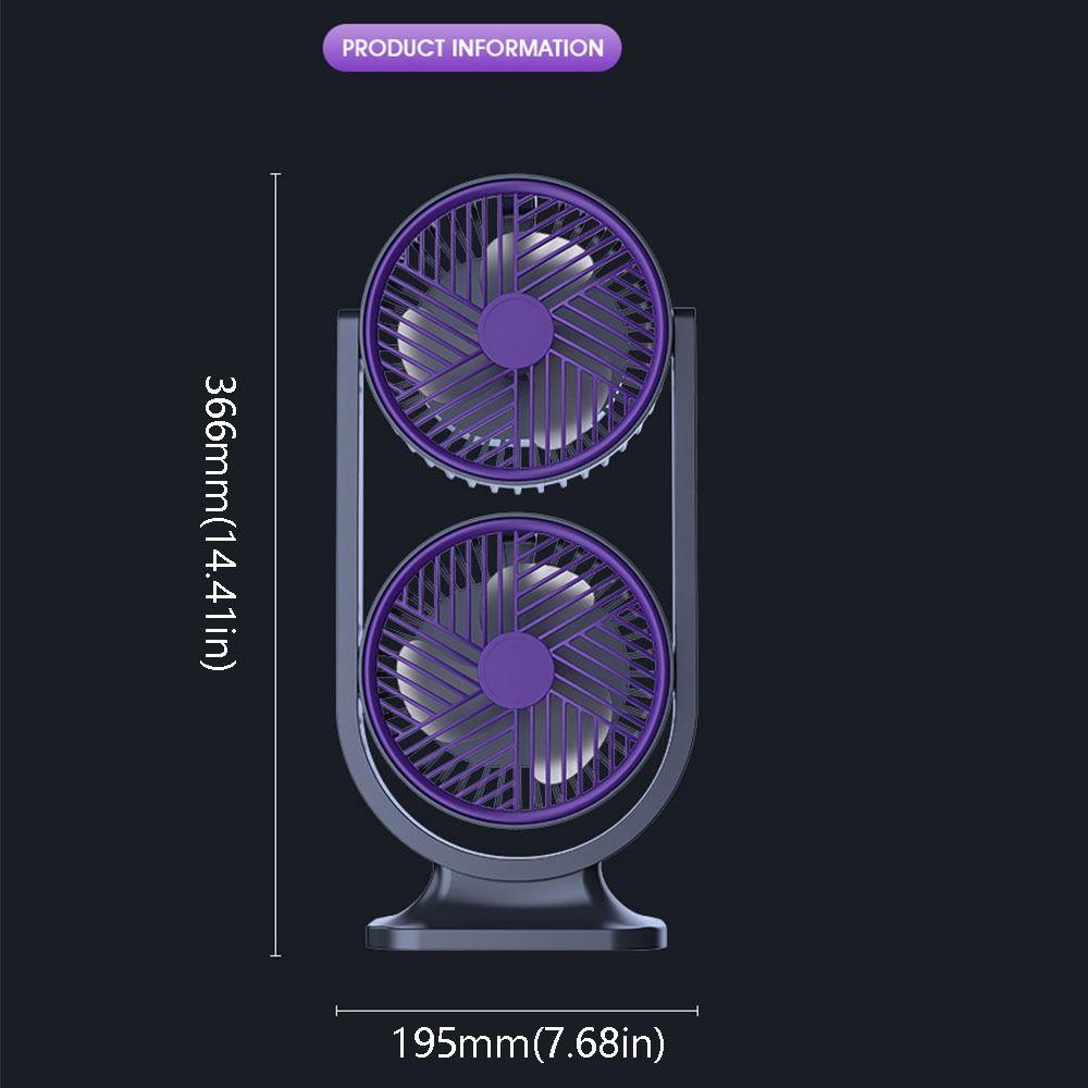 USB Rechargeable Dual-Head Desktop Fan 5 Gear Small Electric Fan  Home Living Room