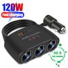 7in1 Cigarette Adapter Charger 12V/24V 4-Socket Car Cigarette Lighter Adapter 120W 3.1A USB+QC3.0+PD3.1A Car Charger Accessories
