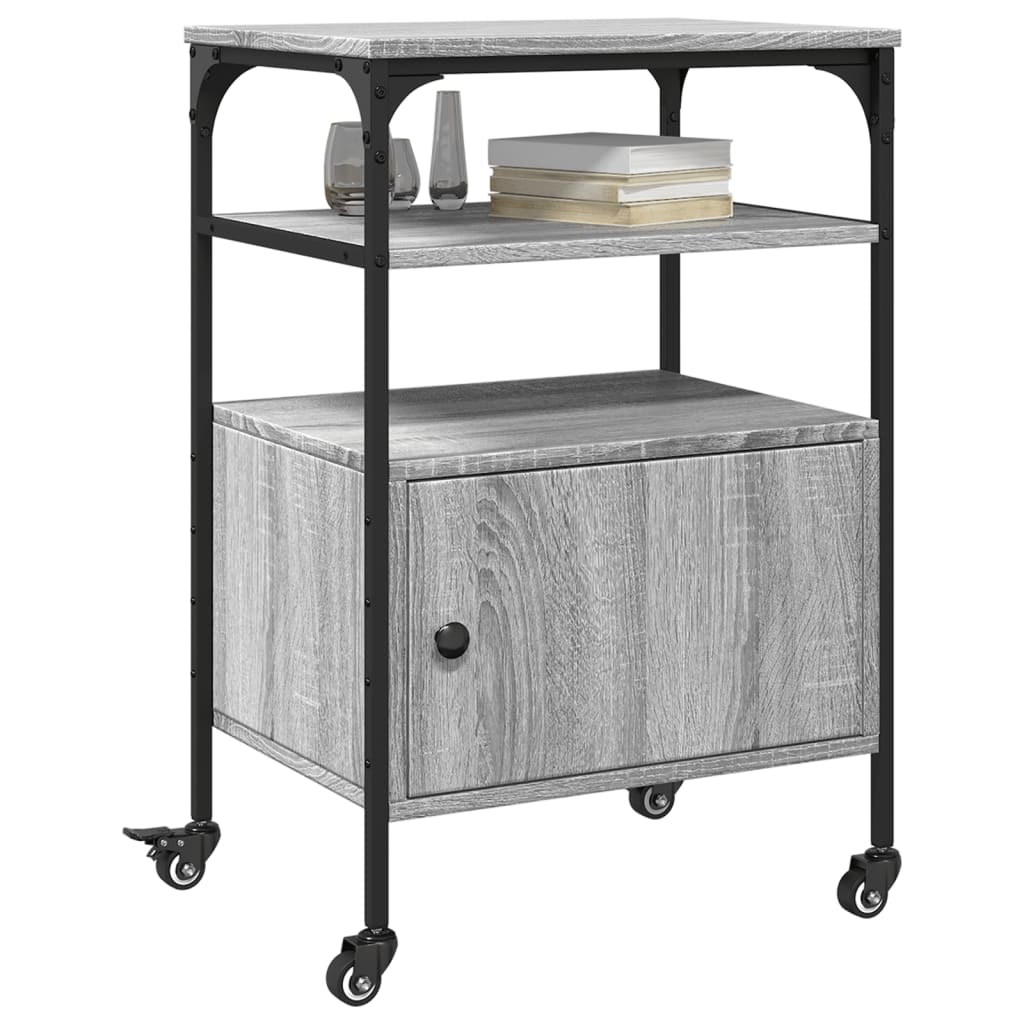 Printer Stand 3 Shelves Grey Sonoma 50x40x76 cm Engineered Wood