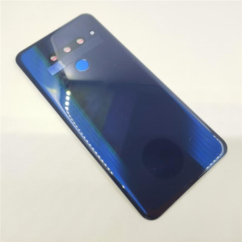 Задняя крышка аккумулятора для LG G8 ThinQ 3 отверстия Стеклянный задний корпус Задняя панель С рамкой для камеры + Отпечаток пальца