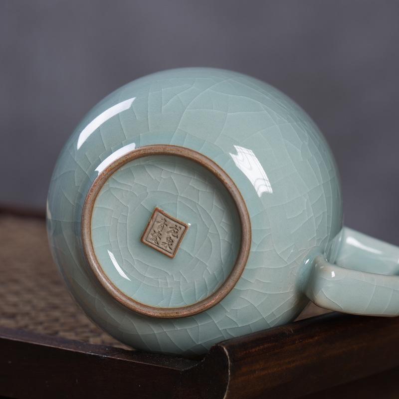 Longquan Celadon, Teacup Ceramic Water Cup Filter with Lid Office Mug Household Brewed Tea Ice Crack LQ