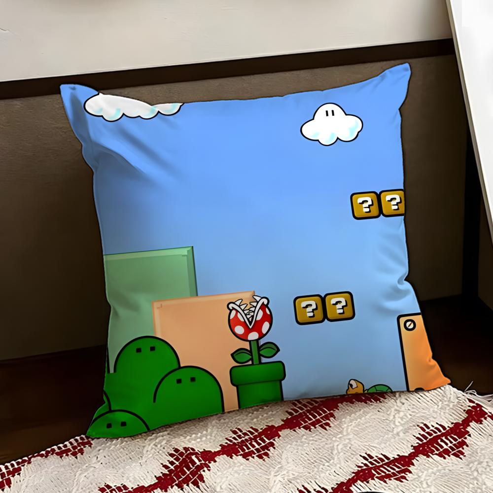 SSuper Cute Style MMarioS Cushion Cover Reversible Soft Durable Pillow Cover Home Car MultiScene Use for Daily Comfort
