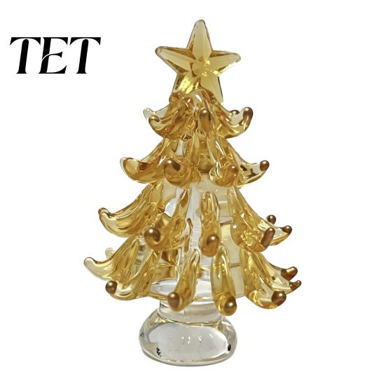 Decorative Crafts for Home Display Glass Christmas Tree with Star Topper, Mini Craft Gifts Figurine, Creative Tabletop Ornament, Holiday Party