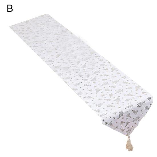 Декор кисточками Длинная дорожка на стол Праздничная атмосфера Рождественский штамп Листья Принт Скатерть Рождественское украшение Домашнее украшение