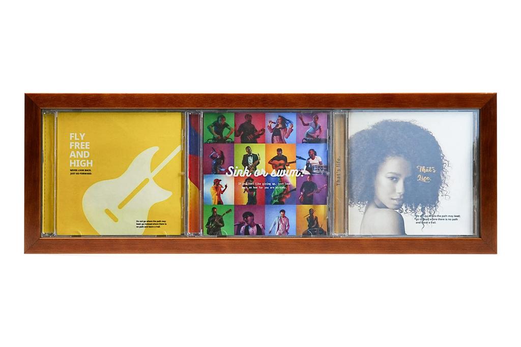 Kenko Picture Frame CD Display Frame Can Hold 3 CD Jackets Horizontal Type Brown External Dimensions 460 X 159 Mm PS-CD3Y-BR