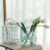 Clear Glass Vase Bag Handbag Basket Transparent Terrarium Flower Vase Floral Arrangement Accessories Living Room Decoration