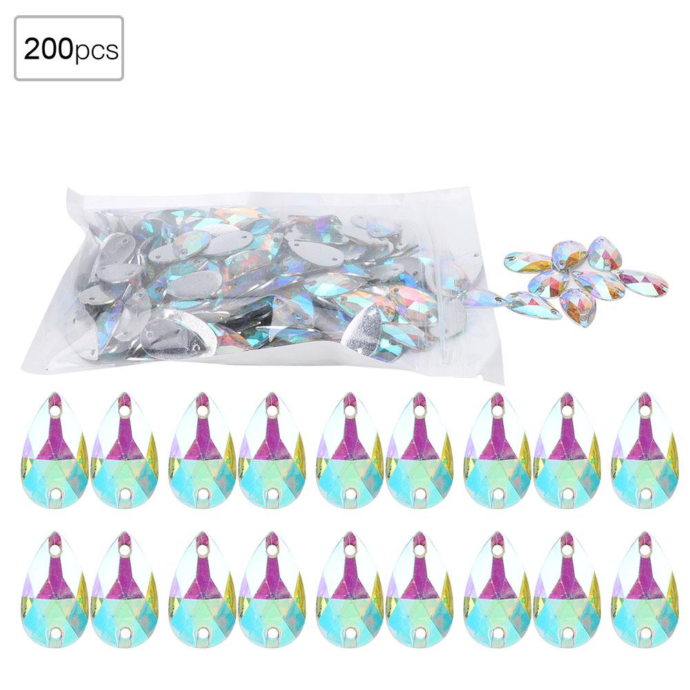 200 шт. хрустальные бусины из акриловой смолы, капельные швейные пуговицы со стразами, 7x12 мм, украшение для обуви