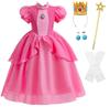 TYHTYM Princess Set for Kids and Pink Perfect for and Birthdays Dress, 5-Piece (Dress, Crown, Wand, Earrings, Gloves), 100-120cm Dress, Christmas,