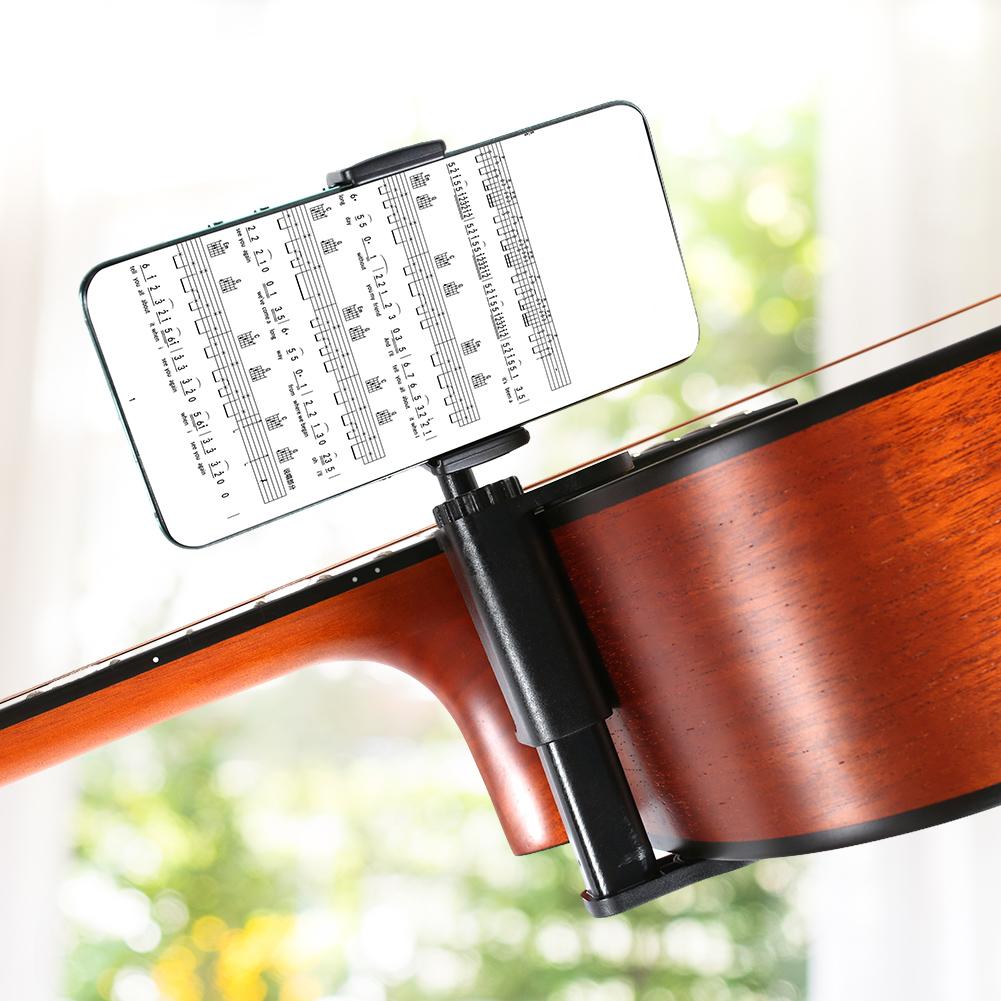Multi-Purpose Guitar Adjustable Phone Support Hands-Free Guitar Stand Holder Camera Clamp for Recording Video-Calling Streaming