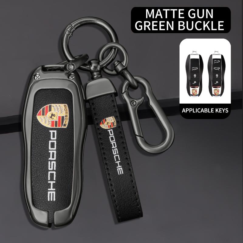 3/4 Buttons Zinc Alloy Leather Car Key Case Key Shell For Porsche Cayenne 911 996 Macan Panamera Boxster 986 987 981 Sticker IJCDF1