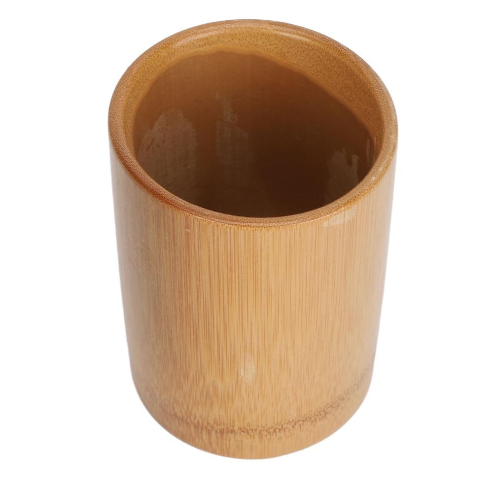 Cylinder Cylinder Bamboo Tool Holder  Bathroom Toothbrush Cosmetic Brush Organizing