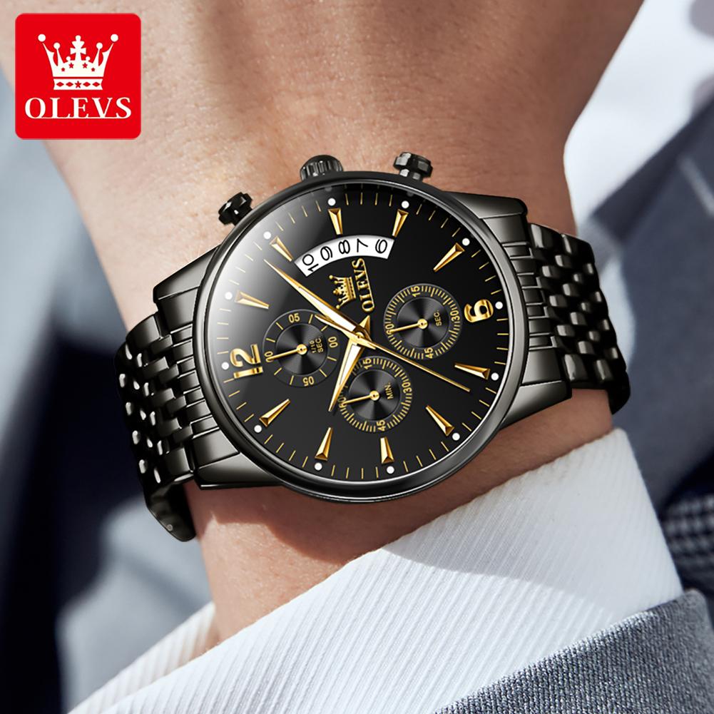 OLEVS 2867 Men's Watches Stainless Steel Waterproof Luminous Chronograph Quartz Wristwatches Luxury Brand Original Watch for Men