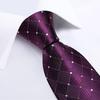Mens Purple Necktie with Tie Clip Business Paisley Silk Tie Hanky Cufflink Set for Party Dibangu