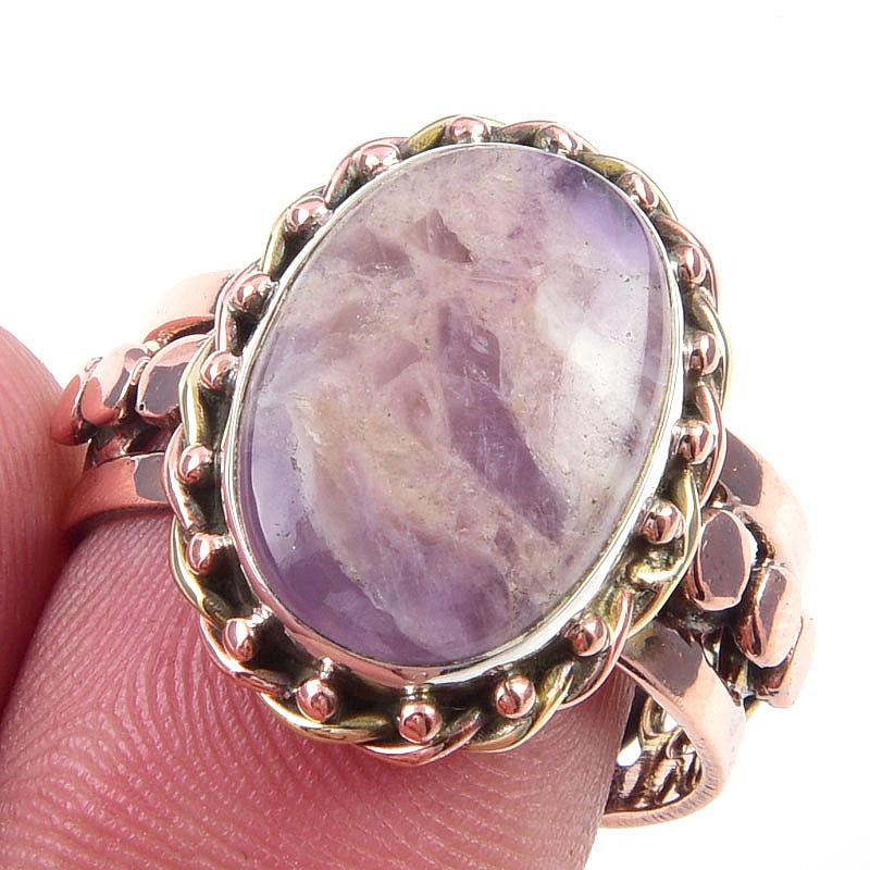 Natural Tiffany Stone Gemstone 925 Sterling Silver TwoTone Gift Ring S.9 T4q03