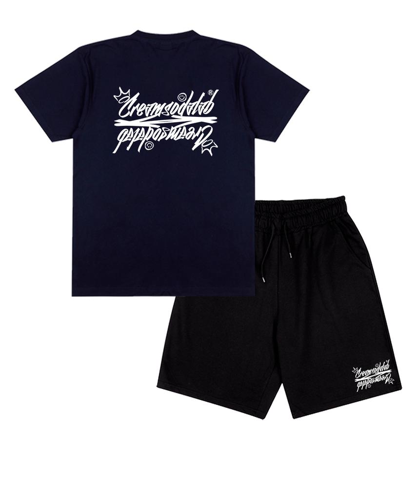 CREAM SODA LAB [2Pack] Crsdel Lettering Short Sleeve Shorts Set (Type B)