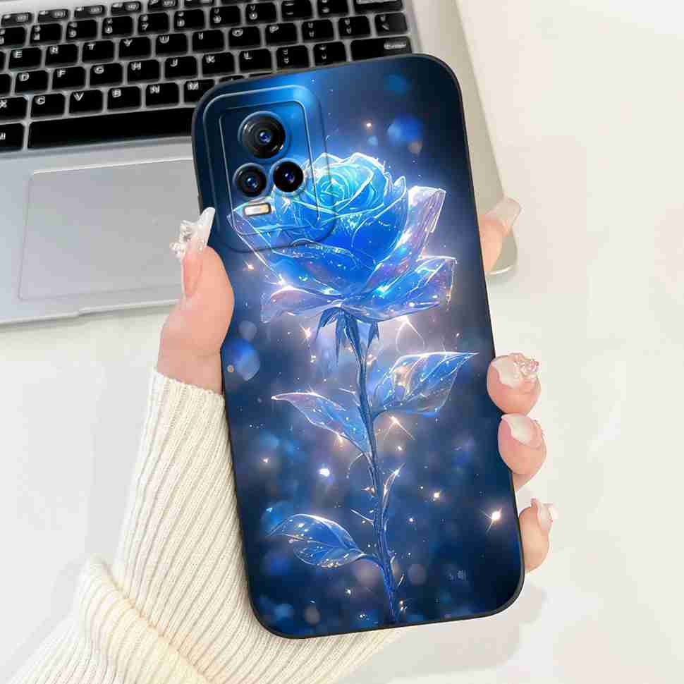 Для Vivo V21e 4G V2061 6.44" Чехол Модная Расписная Мягкая Силиконовая TPU Крышка Для Vivo Y73 2021 V2059 Роскошные Чехлы для Телефона с Цветами и Кошками